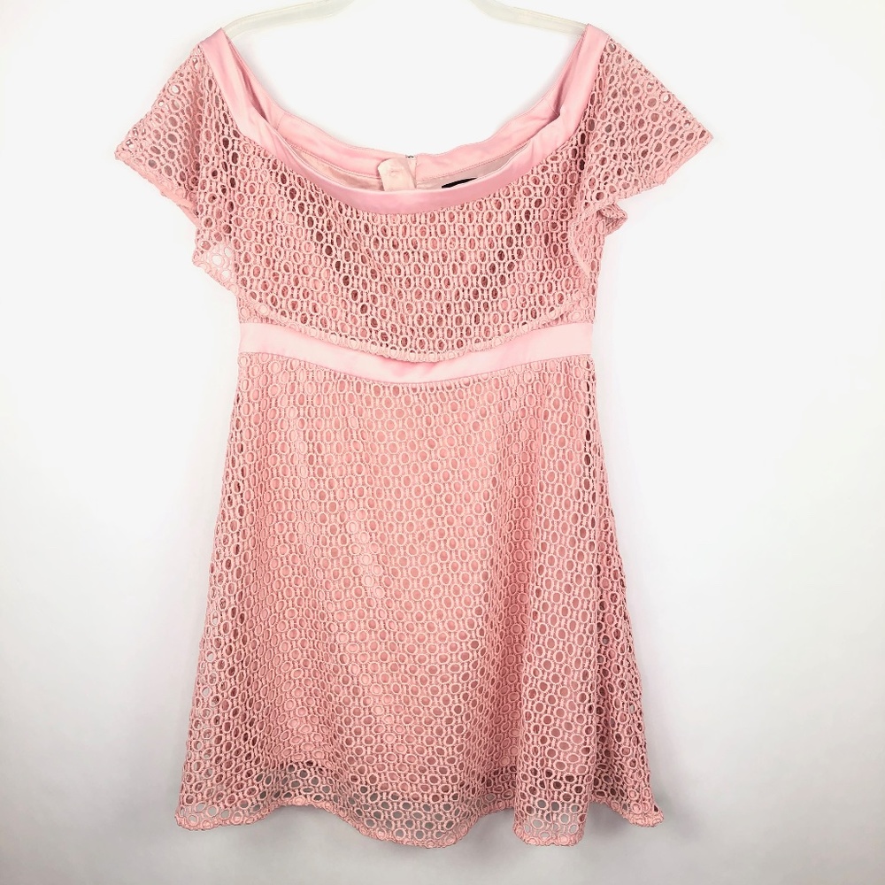Bardot Womens Off Shoulder Layered Eyelet Dress